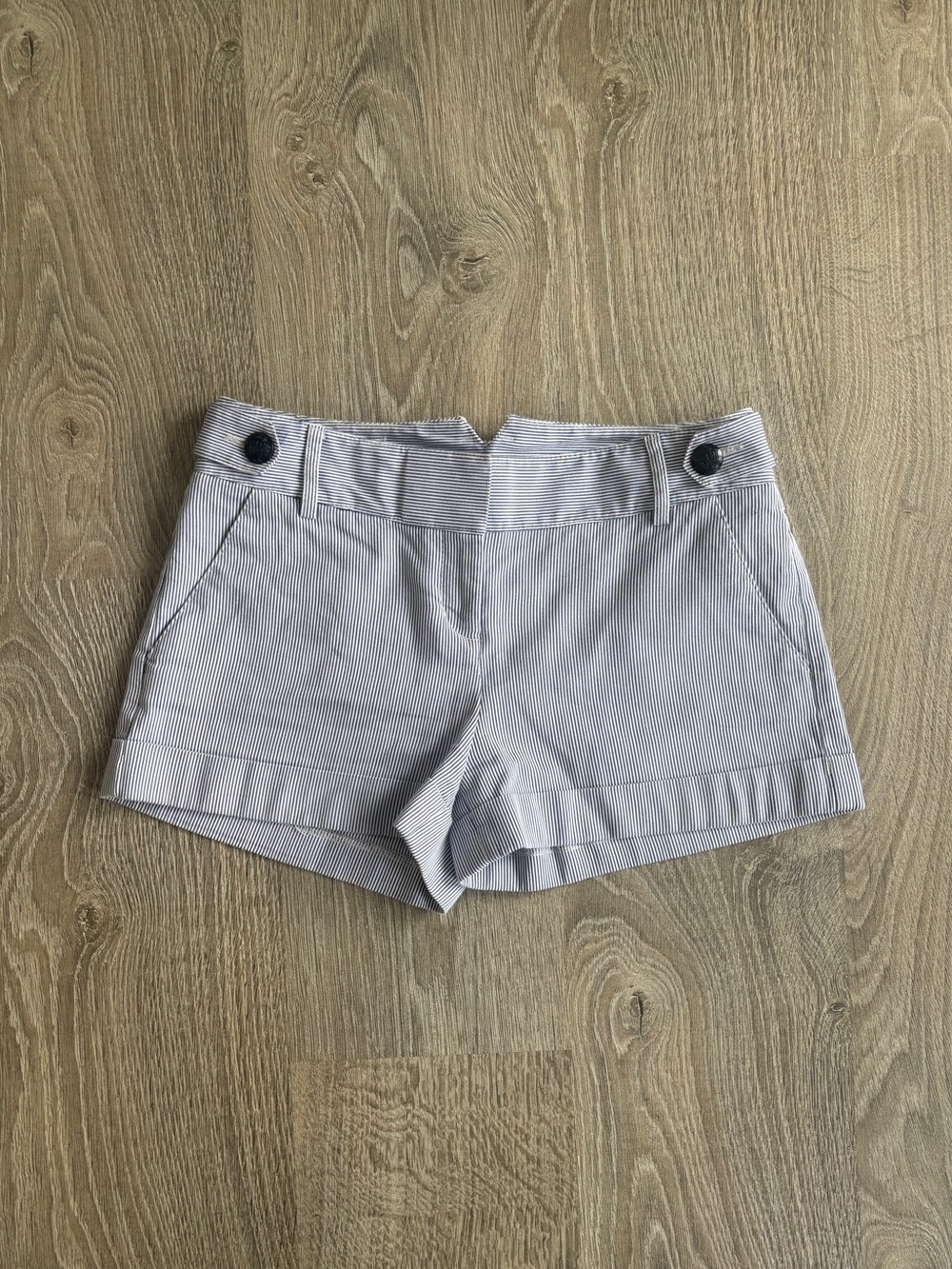 Express Blue and White Pinstripe Casual Shorts